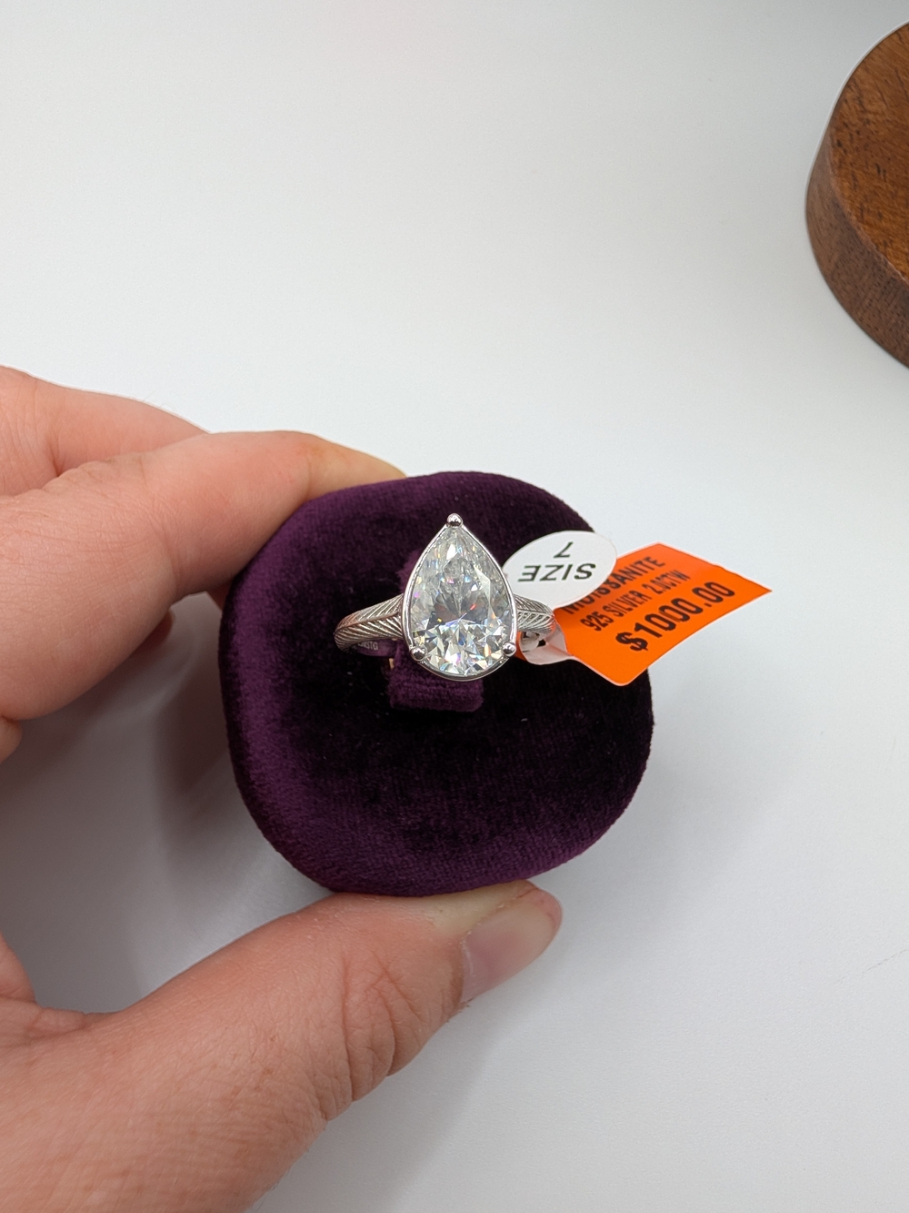 2.0 CTW Pear Cut Moissanite Solitaire Ring 925 Sterling Silver Size 7